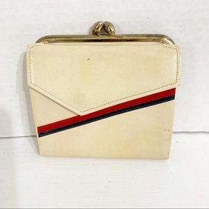 Vintage Unbranded Leather Wallet Kiss Lock Change